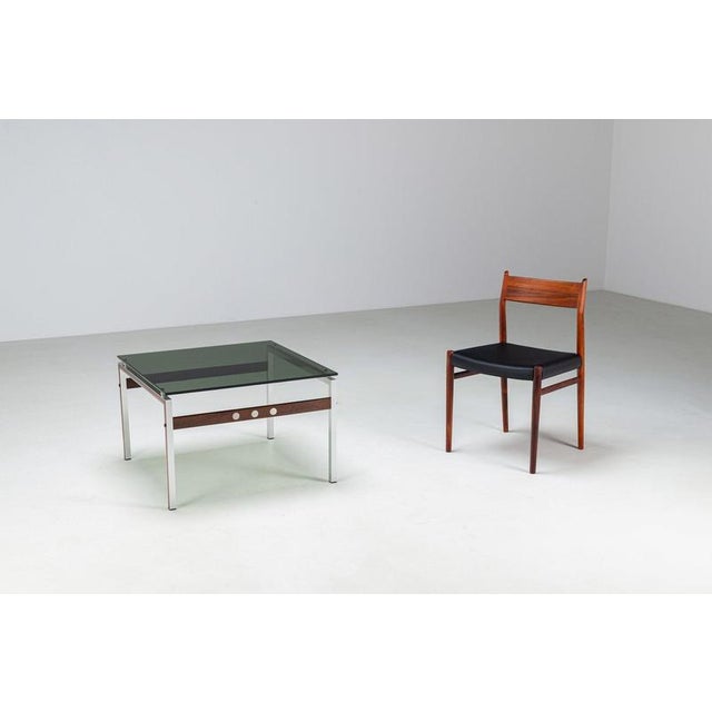 Brown Scandinavian Coffee Table in Metal, Teak and Smoked Glass Denmark 1960 For Sale - Image 8 of 15