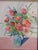 Pink and Blue Still Life Vase with Flowers Painting on Canvas Framed Unsigned by the Artist, Cyndi