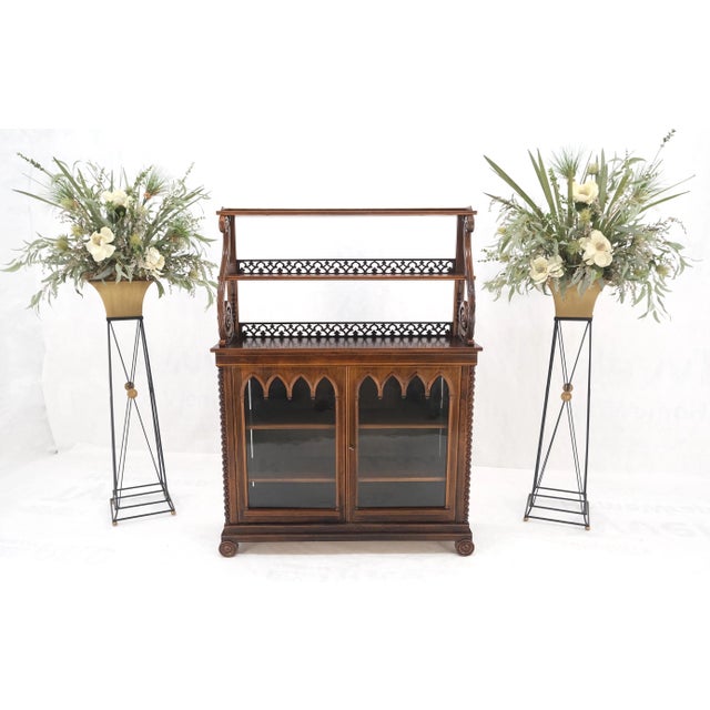 Antique 19th Century English Regency Carved Rosewood Tiered Sideboard For Sale - Image 6 of 12