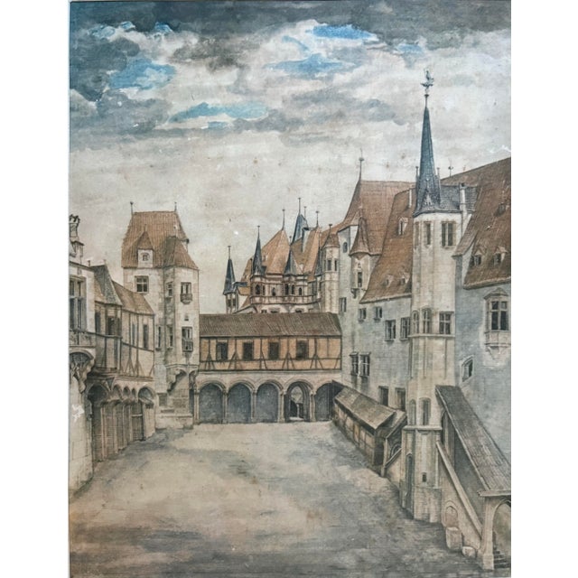 Print Reproduction of the Famous Watercolor, "Courtyard of the Former Castle in Innsbruck With Clouds" by German Renaissance Artist Albrecht Dürer. For Sale In Greensboro - Image 6 of 10