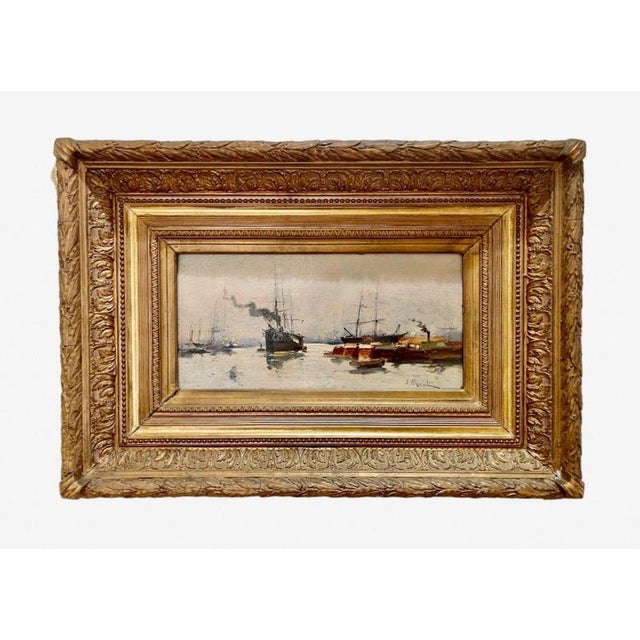 A. Michel / Eugène Galien Laloue, Port at Twilight, Oil on Board For Sale - Image 8 of 8