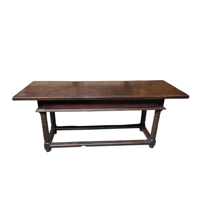 17th Century Spanish Walnut Refectory Table with Drawers, Wrought Iron Ball Handles and Turned Legs, 1600s For Sale - Image 5 of 9