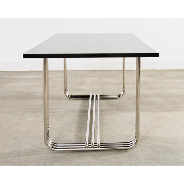 Ralph Lauren Black Lacquer and Chrome Hudson Dining Table For Sale In Sacramento - Image 6 of 18