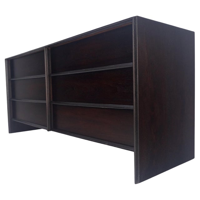 Gibbings for Widdicomb Ebonised Walnut Long 6 Oak Drawers Dresser Credenza MINT For Sale - Image 11 of 16