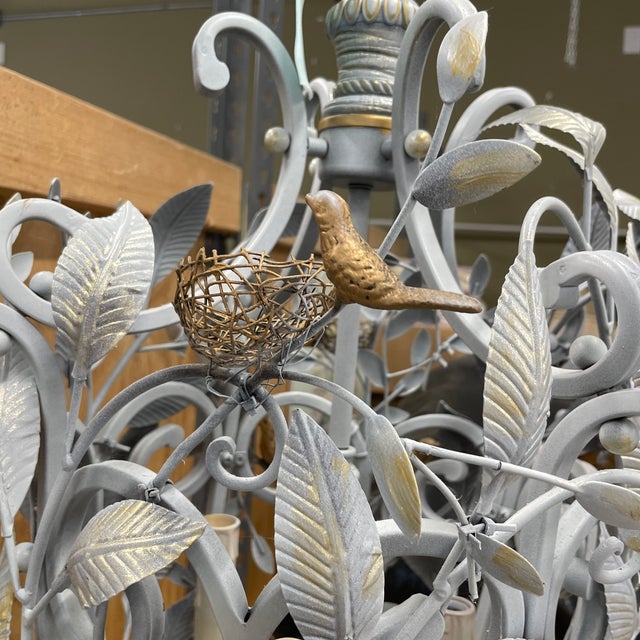 1990s Metal Bird Nest Chandelier For Sale - Image 4 of 11