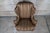 Vintage Baker Queen Anne Style Mahogany Silk Striped Wingback Library Club Chair For Sale - Image 6 of 15