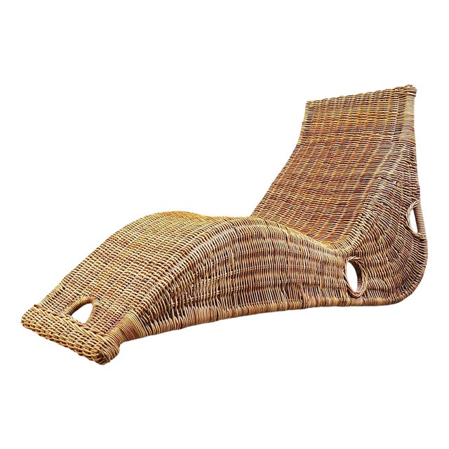 Vintage Wicker Chaise Longue, 1980s For Sale