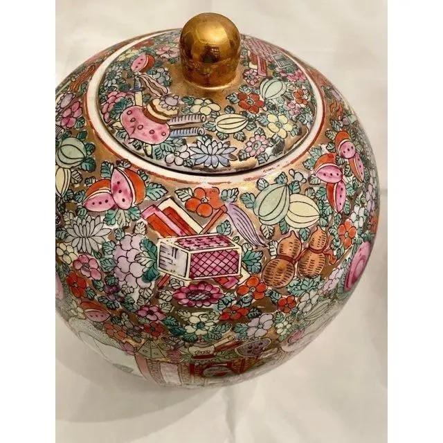Mid 20th Century Vintage Large Chinoiserie Ginger Jars- A Pair For Sale - Image 4 of 11