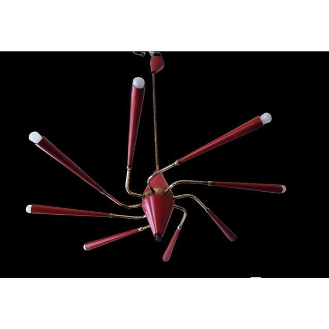 Chandelier in the style of Stilnovo For Sale - Image 3 of 6