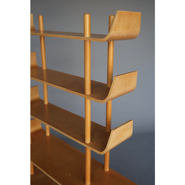 Brown Large Shelving Unit in Birchwood by Willem Lutjens for Gouda Den Boer,1950s For Sale - Image 8 of 14