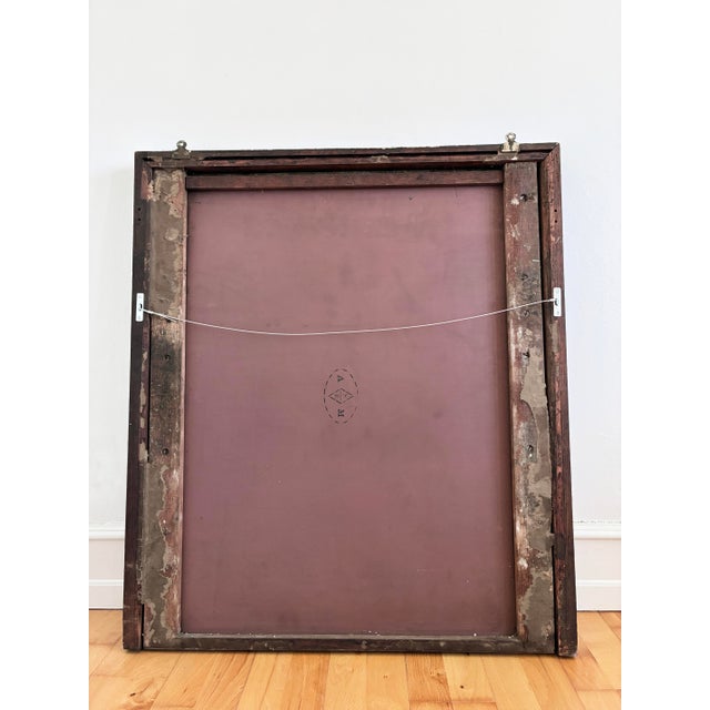 Antique Spanish Revival Oak Wall Mirror With Geometric Carving For Sale - Image 9 of 11