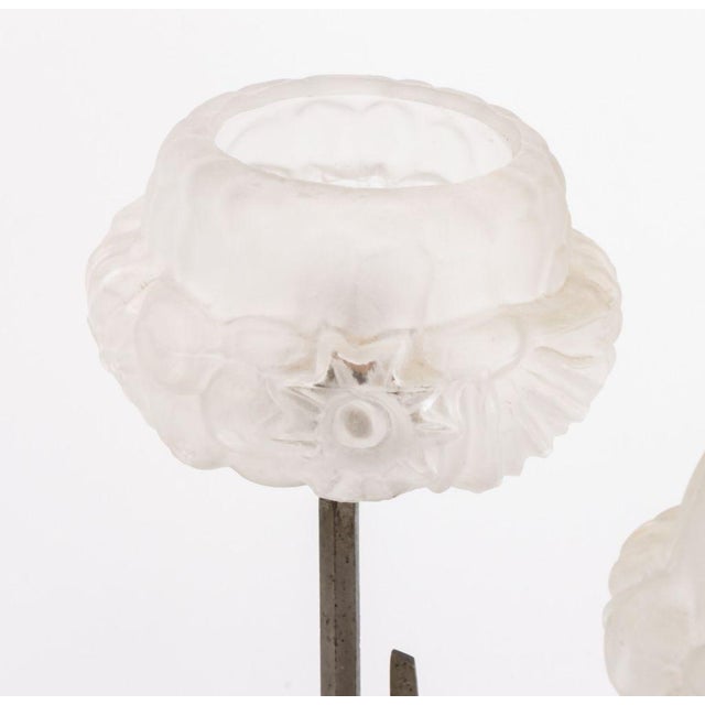 White Art Deco Five-Branch Glass and Marble Table Lamp For Sale - Image 8 of 9