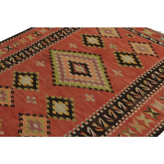Rug & Kilim Handwoven Vintage Tribal Kilim in Red, Brown and Green Medallion Patterns For Sale - Image 4 of 8