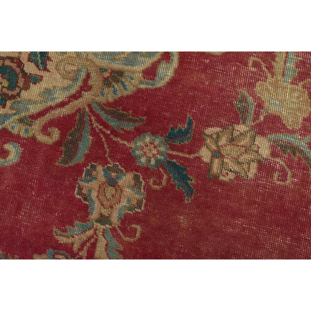 1980s Tabriz Rug 9’5” X 11’9” Pink Wool Vintage Distressed Hand-Knotted Carpet For Sale - Image 5 of 15