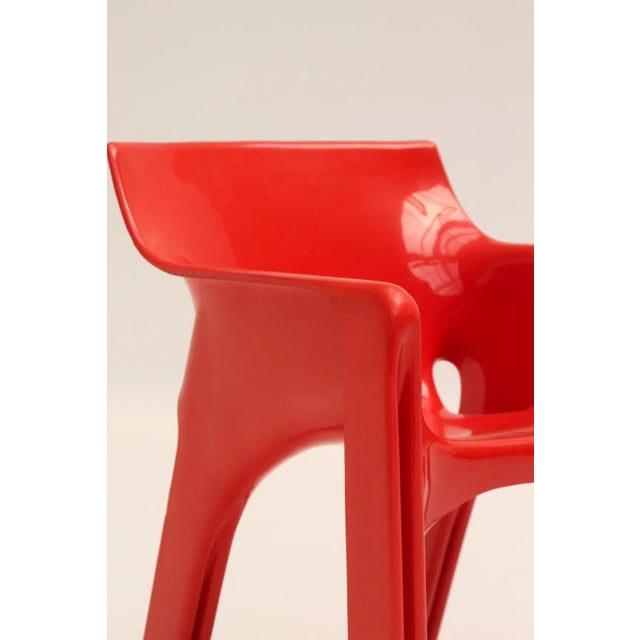Red Gaudi Chairs by Vico Magistretti for Artemide, 1970s, Set of 4 For Sale - Image 11 of 16