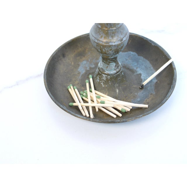 Mid 19th Century 1850-1890's Louis XVI Unlaquered French Brass Chamber/Candle Holder For Sale - Image 5 of 6