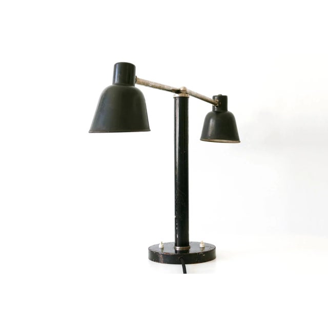 German Bauhaus Metal 2-Armed Table Lamp from Bünte und Remmler, 1920s For Sale - Image 12 of 18