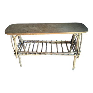 Mid 20th Century Adirondack Handmade Twig and Birch Wood Entry Table