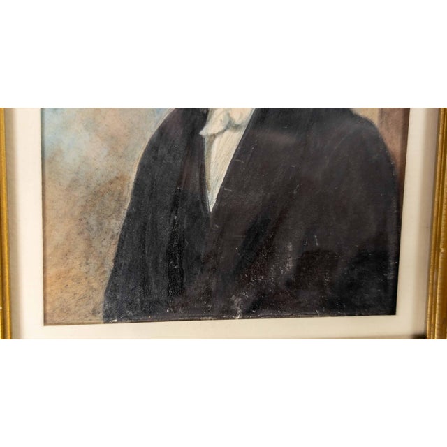 Black 19th Century English or American Watercolor Miniature Portrait of a Gentleman For Sale - Image 8 of 10