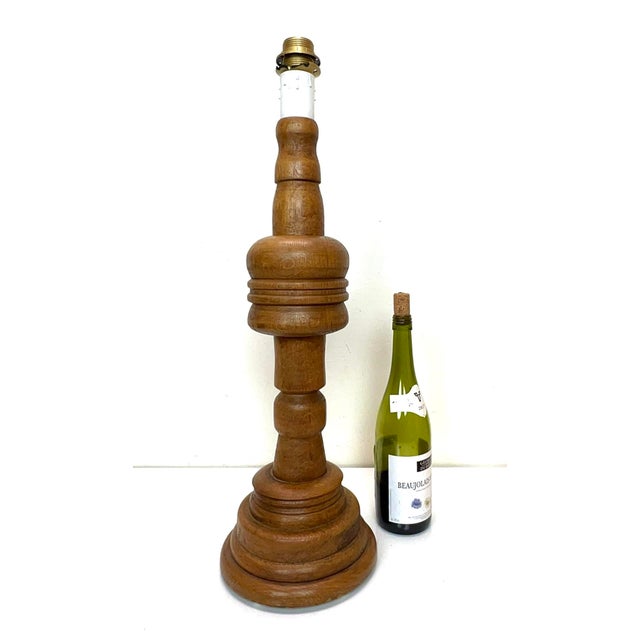 1960s Large Turned Oak Table Lamp, 1960s For Sale - Image 5 of 18