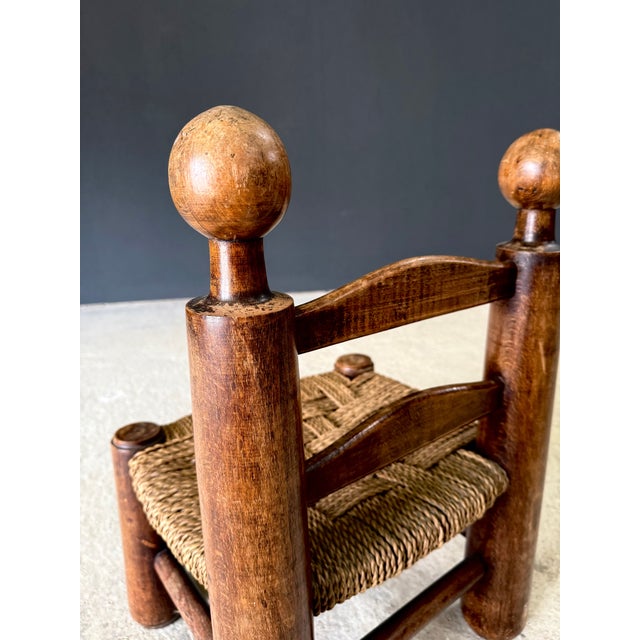 French Provincial Brutalist Low Stool by Charles Dudouyt, France 1940s For Sale - Image 15 of 16