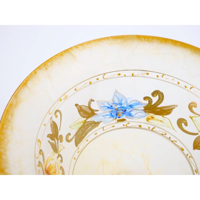 Pair of Mid-Century Modern Italian Venetian Art Glass Gilt & Painted Compotes For Sale - Image 9 of 12