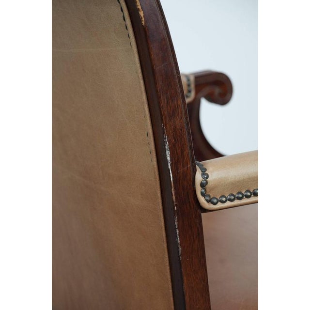 English-Style Chesterfield Swivel Office Chair in Cowhide and Wood For Sale - Image 16 of 18