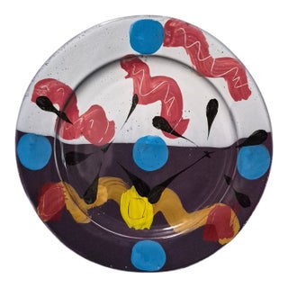 Vintage Vermont Dan Lasser Mid-Century Modern Abstract Expressionism Large Platter 15'' For Sale