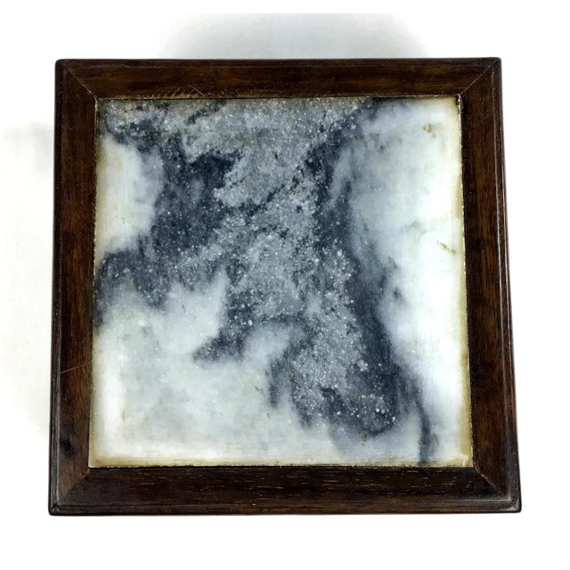 Mid-Century Modern Chinese Carved Solid Rosewood and Marble Stand For Sale - Image 3 of 12