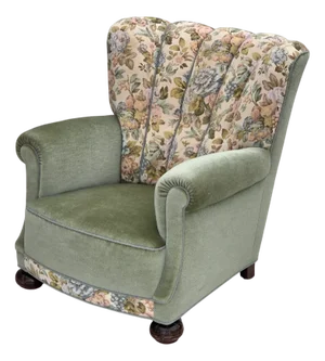 Danish Relax Armchair in Green Furniture Velour, 1970s