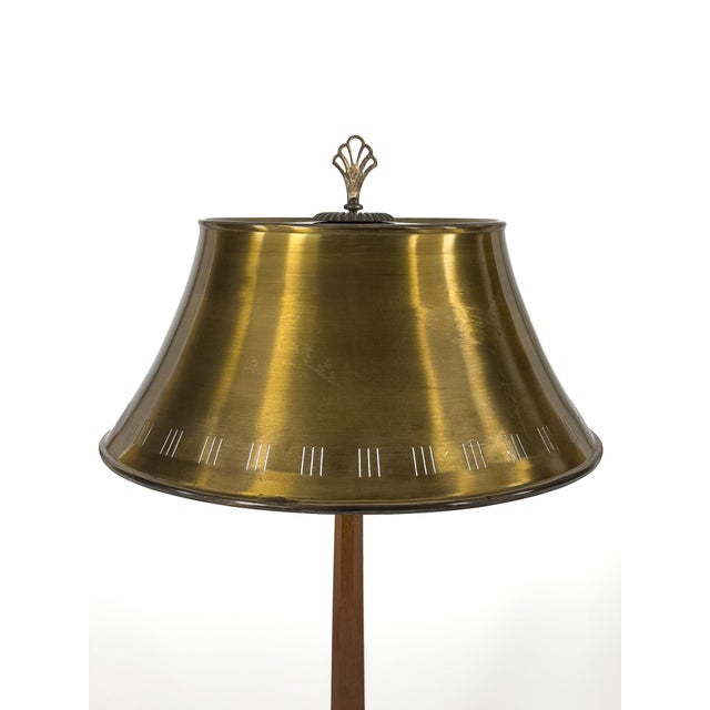 Monumental Table Lamp in Brushed Brass and Mahogany by Harald Notini for Böhlmarks, 1950 For Sale - Image 6 of 13