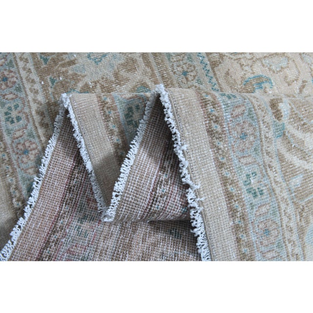 1970s Vintage Persian Handmade Wool Cotton Light Beige Area Rug For Sale - Image 10 of 11