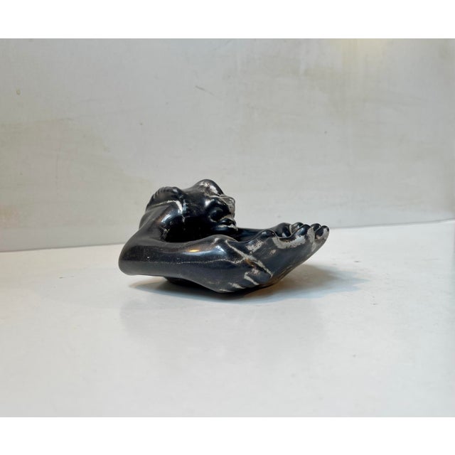 Black Antique Bowl in Glazed Ceramic by Karl Hansen Reistrup for Herman Kähler, 1890s For Sale - Image 8 of 8