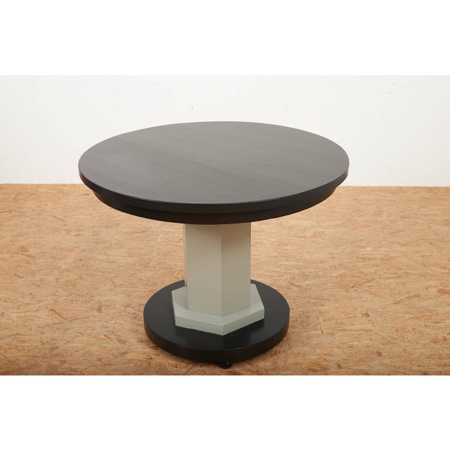 Wooden Round Table in Black Grey, 1930s For Sale - Image 5 of 12