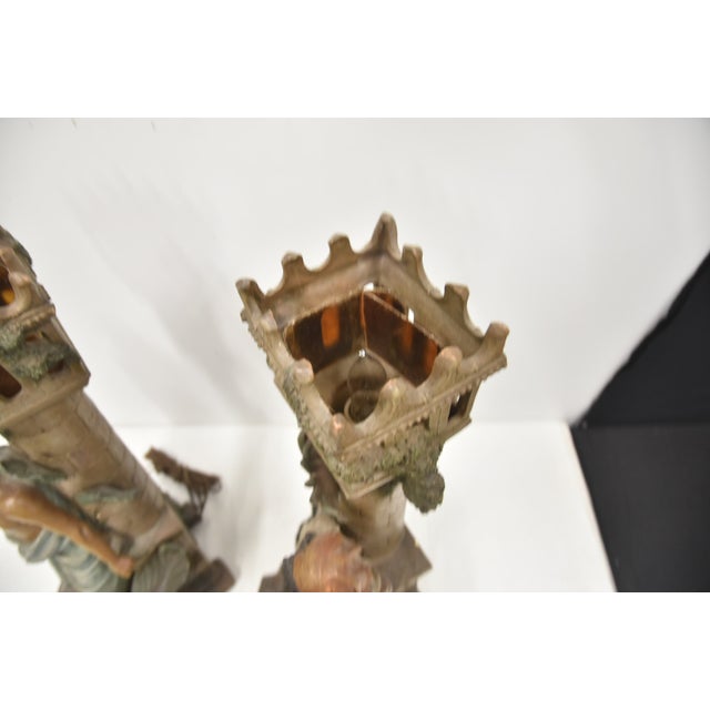 Late 19th Century Monumental Austrian Terracotta Orientalist Lamps - a Pair For Sale - Image 9 of 17