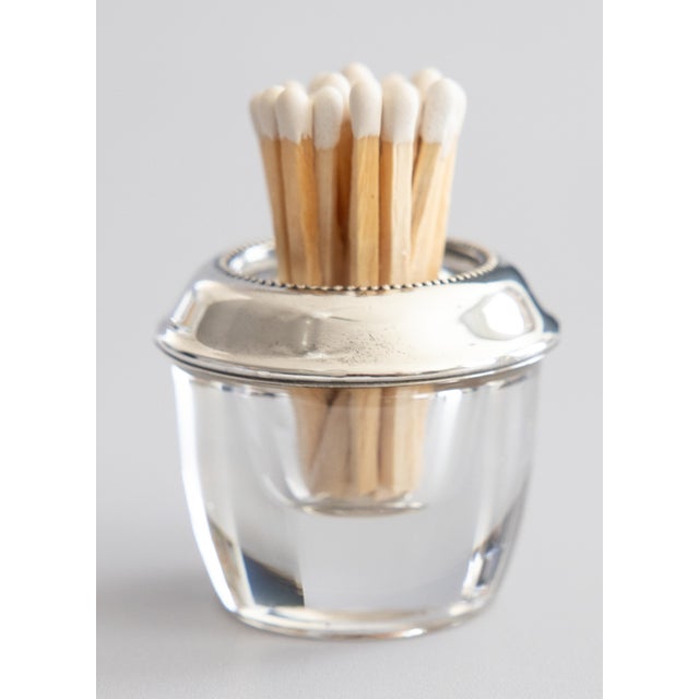 Metal Vintage Sterling Silver & Glass Match Striker Holder For Sale - Image 7 of 7