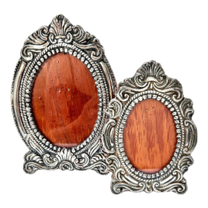 1940s Sterling Silver Repoussé Oval Picture Frames - Set of 2