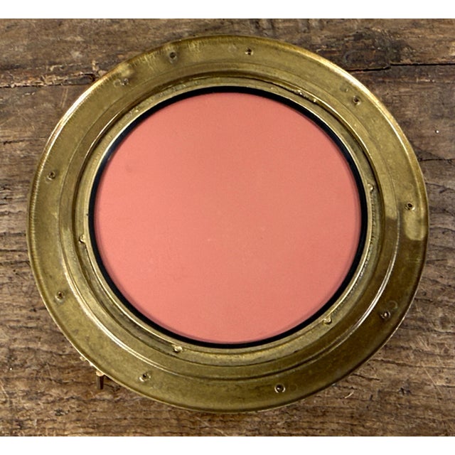 Late 20th Century Vintage Nautical Brass Porthole Wall Mirror With Rivet Detail For Sale - Image 5 of 5