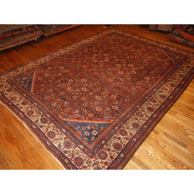 Textile 1900s Hand Made Antique Persian Mahal Rug For Sale - Image 7 of 8