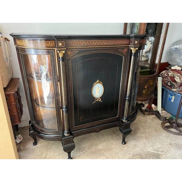 Antique Victorian Style Partial Ebonized Inlaid Wood Side Cabinet For Sale In Washington DC - Image 6 of 12