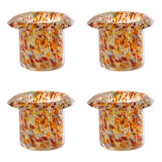 Celia 4-Piece Opal Confetti Glass Candle Holder / Vase, Amber Tones For Sale