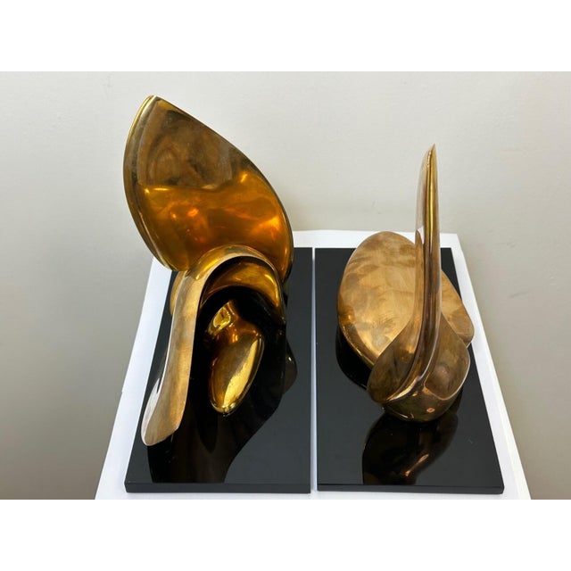 Pair of Gilt Bronze Swans by Jack Zajac — Signed & Numbered 18/95, Limited Edition Mid-Century Modern Sculptures For Sale - Image 4 of 18
