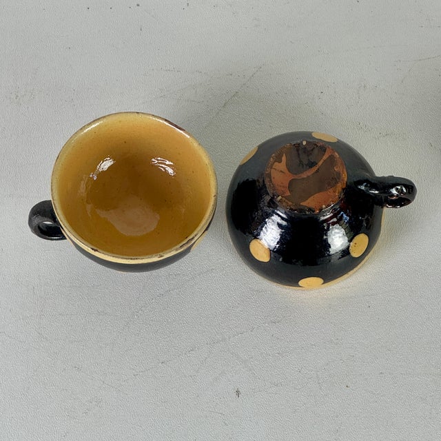 19th Century French Polkadot Demitasse Cups & Saucers Set of 3 - 6 pcs For Sale - Image 4 of 10