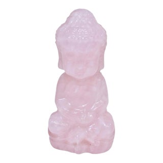 Mid 20th Century Natural Rose Quartz Baby Buddha Statue For Sale