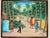 Haiti folk art painting rural town scene. Colorful everyday life interpretation by Alan D. Framed 15"x13" 10 x 8" canvas