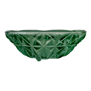 Vintage Green Cut-Glass Decorative Bowl