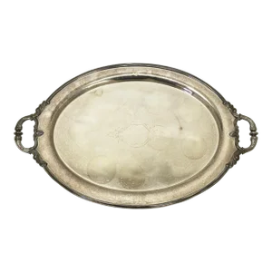 Vintage Mid 20th Century Reed & Barton Silver-Plated Handled Oval Serving Tray