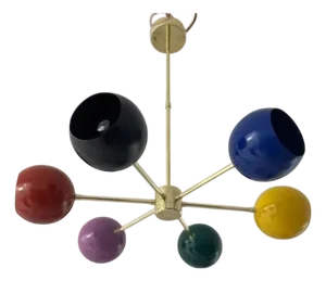 Multi-Color Sputnik Pendant Light - 6-Light Italian Ceiling Fixture - Colorful Brass Lighting