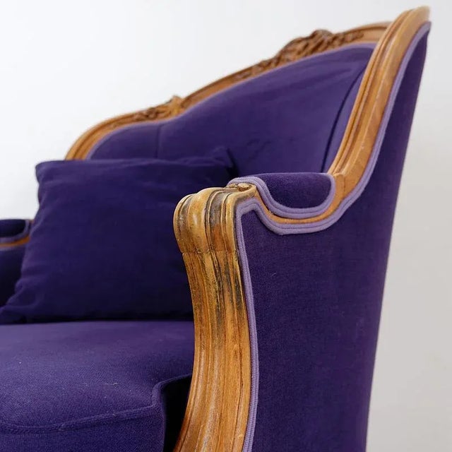 French Bergere Armchair in Velvet For Sale - Image 11 of 13