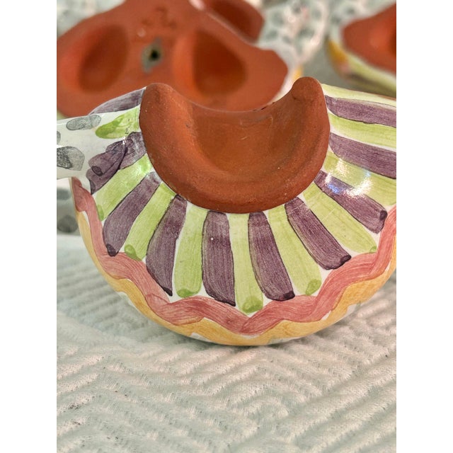 2003 MacKenzie-Childs "Piccadilly" Hand-Painted Ceramic Teapot Cabinet Pulls - Set of 4 For Sale - Image 9 of 12